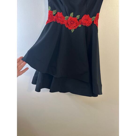 Vintage Y2K B. Darlin Juniors Rose Dark Romantic Goth Embroidered Mini Dress 5/6 - Picture 3 of 8